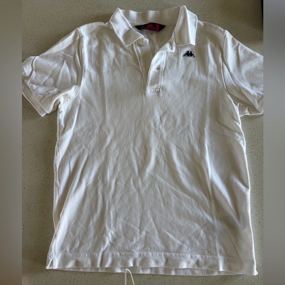 Kappa Men's White Polo with Black Logo Embroidery